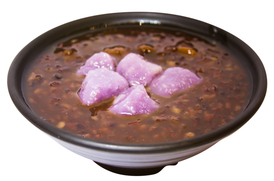 taro ball purple rice soup